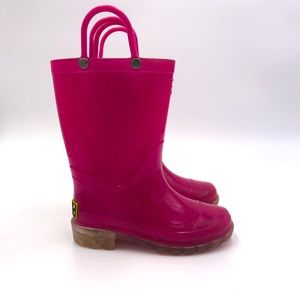 Little girls light up rain rubber boots pink sparkly size 8